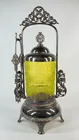 VICTORIAN URANIUM VASELINE GLASS PICKLE CASTOR