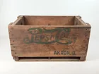 AKRON OHIO PEPSI COLA DOUBLE DOT WOOD BOX CRATE