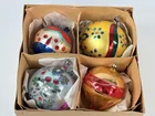 SET OF 4 SANTA LAND CHRISTMAS ORNAMENTS & BOX
