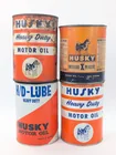 4) HUSKY MOTOR OIL CANS ONE QUART