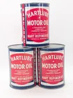 3) HARTLUBE ONE QUART MOTOR OIL CANS