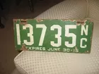 1915  north carolina license  plate