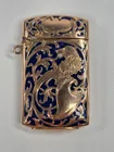 ANTIQUE 14K GOLD COBALT BLUE INLAY MATCH SAFE