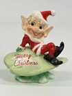 VINTAGE JAPAN CERAMIC PIXIE ELF ON MUSHROOM