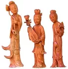 3 Small Oriental Coral Figurines