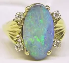 14K Diamond & Opal Ring