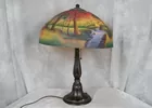 RARE LRG SIGNED JEFFERSON REVERSE PAINTED PASTORAL