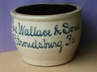 early Jos. Wallace blue script crock