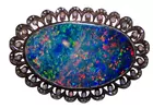 Large Australian Opal w/Diamonds Brooch