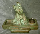 Bronze Scottie Dog Inkwell