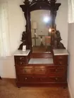  WALNUT MARBLE TOP DROP CENTER 