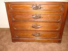 WALNUT  MARBLE TOP 4 DRAWER CHEST, CARVE