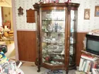 Oak bow glass china cabinet