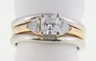 14KT yellow gold ladies cast 3 stone diamond ring