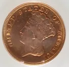 1858 $3 Gold Piece, Au 53 Pcgs