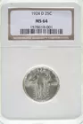 1924d Liberty Quarter, Ms 64, Ngc