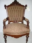 WALNUT VICTORIAN ARM CHAIR WITH LADIES H