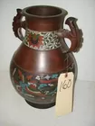 LARGE 2 HANDLE CLOISONNE VASE, EXCELLANT