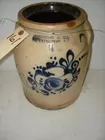 STORAGE CROCK WITH BLUE DECORATION, J. N