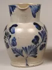 Blue Decorated Stoneware Pitcher