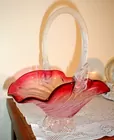 cranberry glass basket