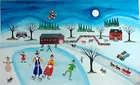 J.C. Litz folk ptg. 'Moonlit Winter Fun'