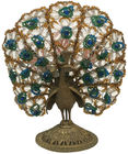 Art Deco Brass & Beaded Peacock Lamp