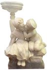 Antique Alabaster Boy & Girl Kissing Lamp